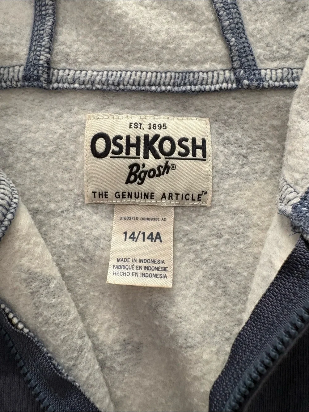NWOT ! OshKosh B'gosh Blue Floral Zip-Up Hooded Puffer Jacket